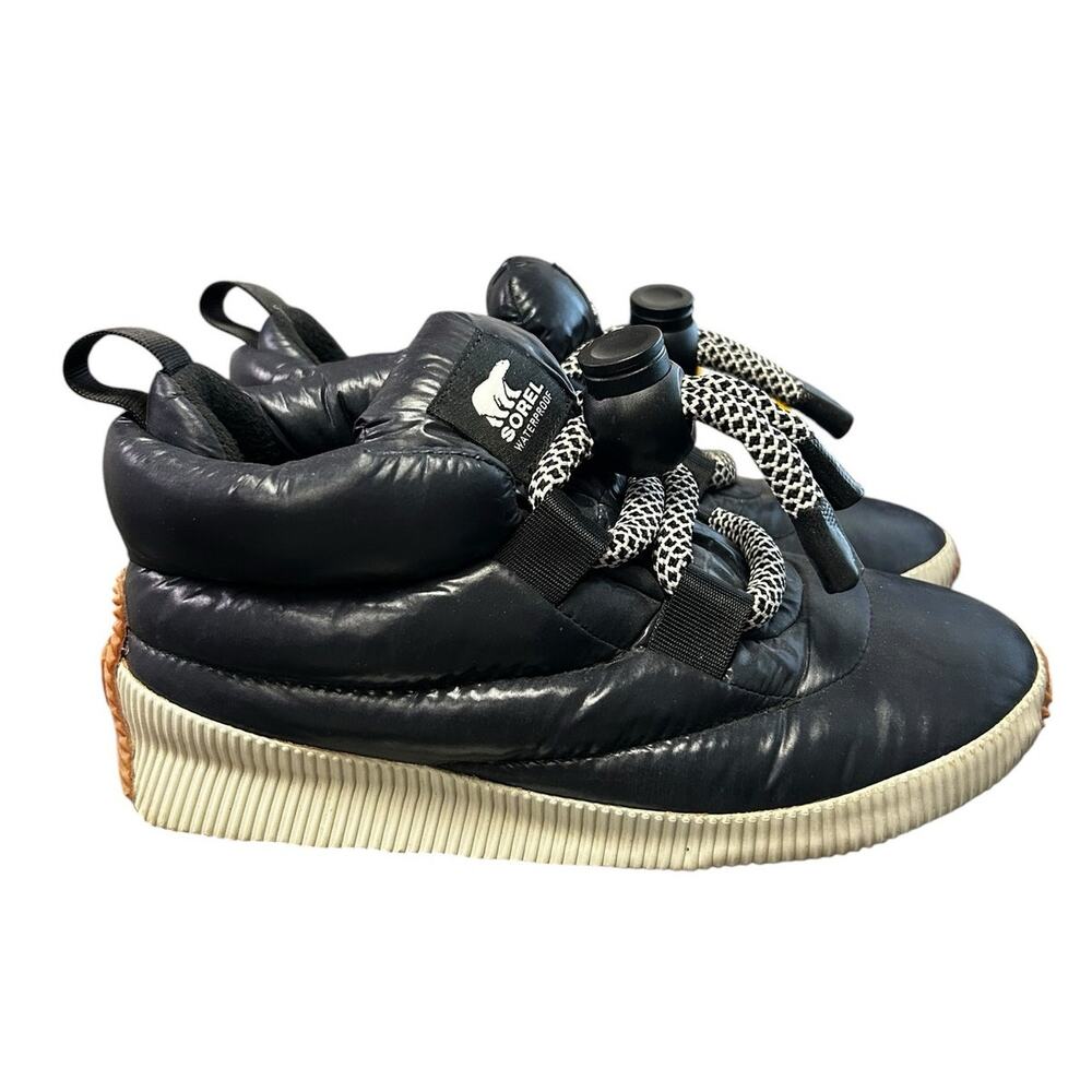 Sorel Navy Out 'N About Puffy Oversized Drawcord Lace Waterproof Boot Womens 7.5 - Picture 2 of 8